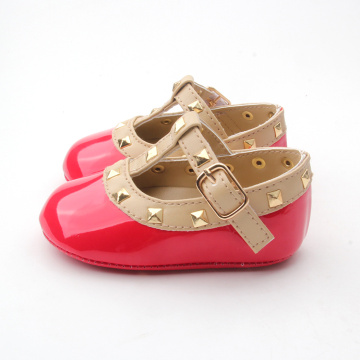 Cherry Red Rivet Baby Girl Party Dress Shoes