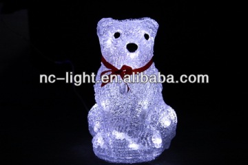 3D LED christmas acrylic bear with bow motif light