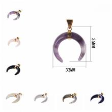 Craved Ox Horn Gemstone Pendant