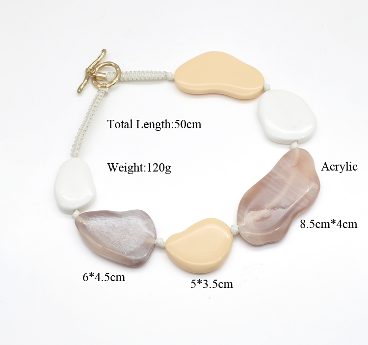 2021 trendy white beige coffee color choker jewelry acrylic irregular stone necklace