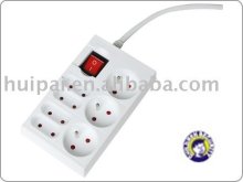 7ways of french socket outlet white extension socket with PP material, with switch socket outlets