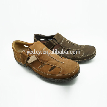 buckle style leather upper rubber sole men closed toe genuine leather sandals