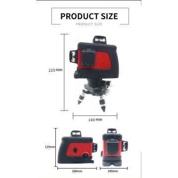 Misuratore di livello laser rosso addebitabile con allarme obliquo con 12 linee