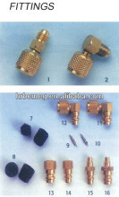 refrigerant charging fittings, copper and brass fitting