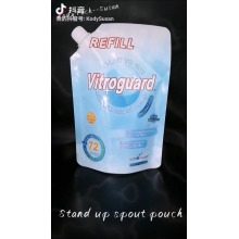 plastic packaging stand up spout pouch with handle