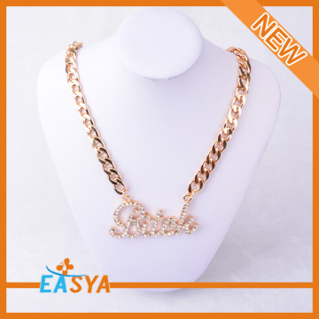 Girl's Pendant Necklace Funny Necklace With Bitch Word Pendant Beautiful Rhinestone Necklace