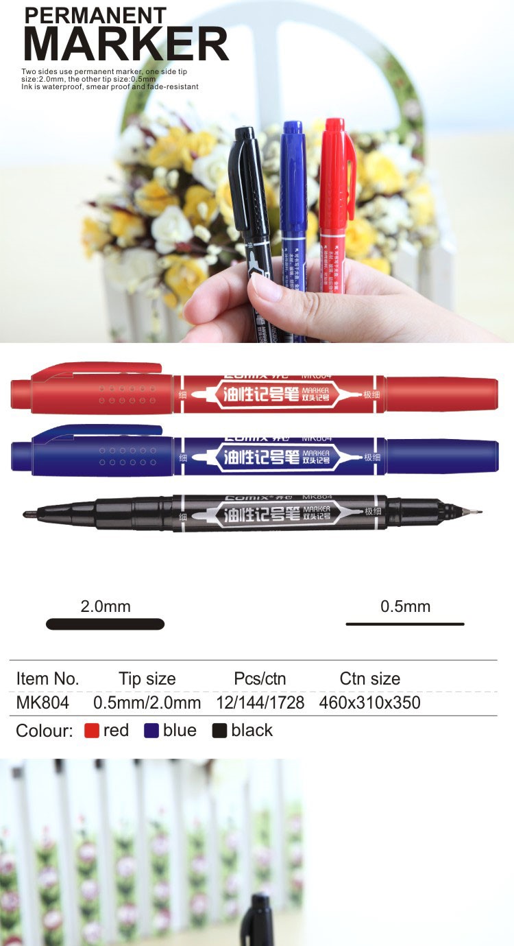 Colourful Permanent Marker Pen With Dual Tips