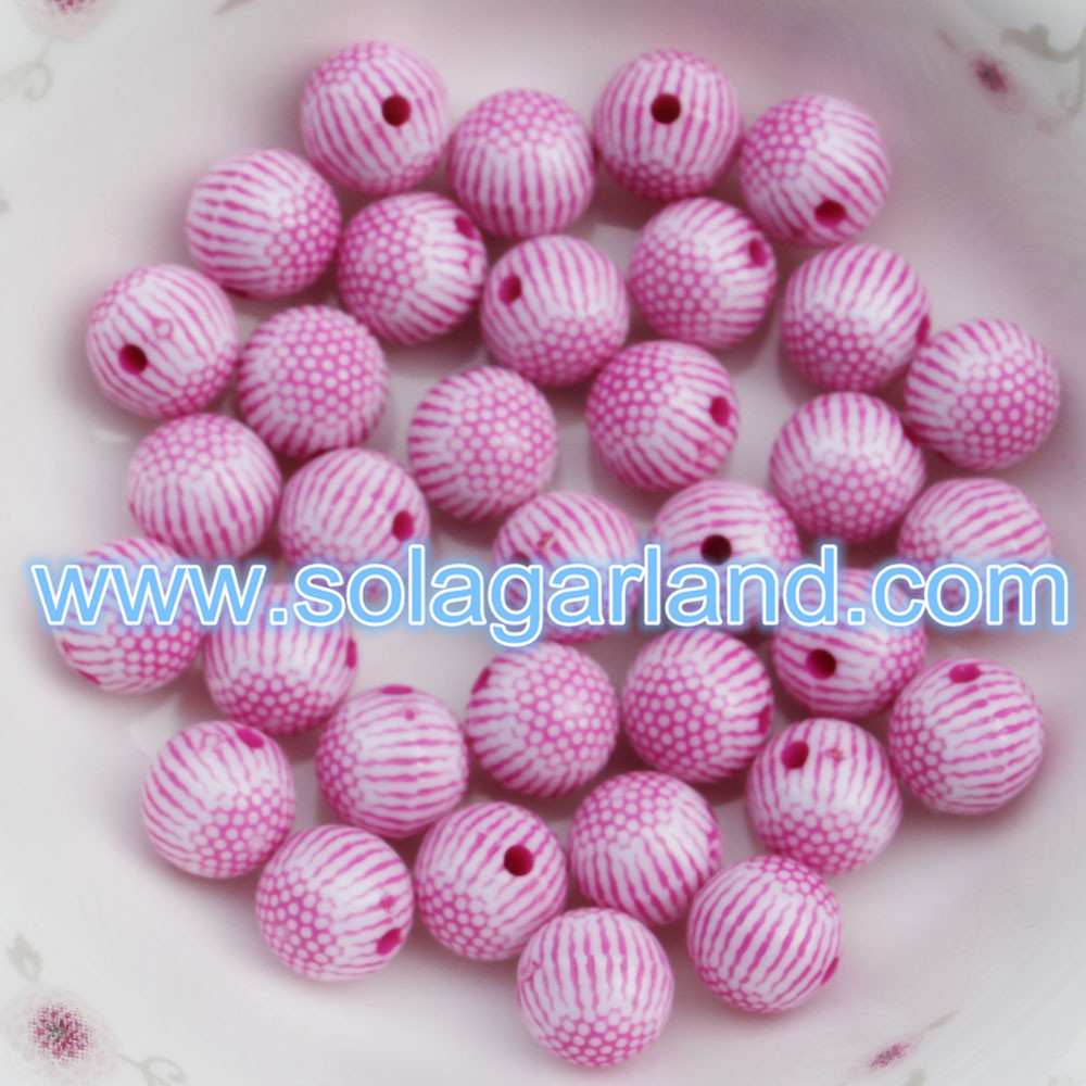 Acrylic Plastic Striped Gumball Beads