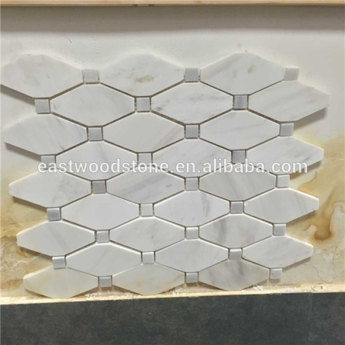 hexagon white stone mosaic