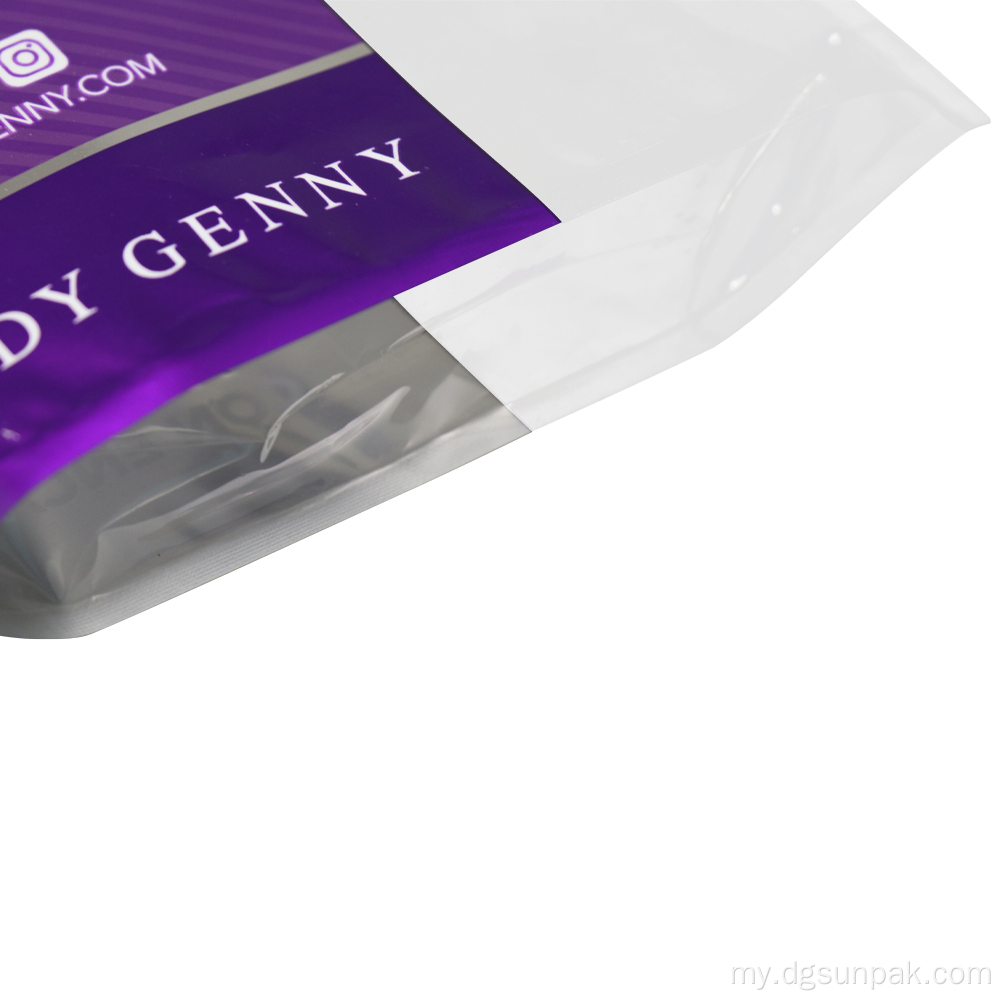 အဝတ်အစားပုံနှိပ်ထားတဲ့ပလပ်စတစ် aluminized clear packaging bag အိတ်