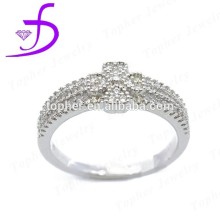 China factory direct sale 925 silver women flower ring with CZ stone