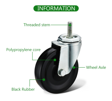 Threaded Stem Black Rubber Wheel Caster