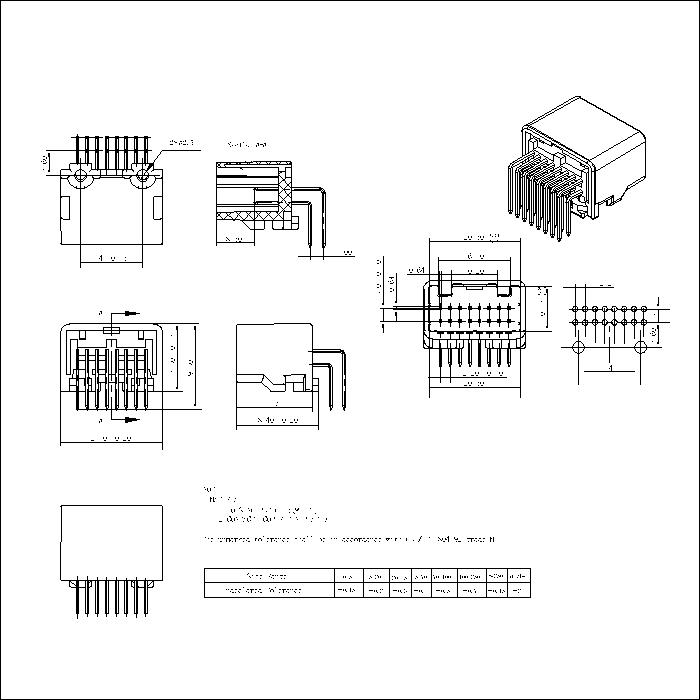 AUTO-16SN-AA-X P2.2X3 16P Automotive Right Angle Male Connector