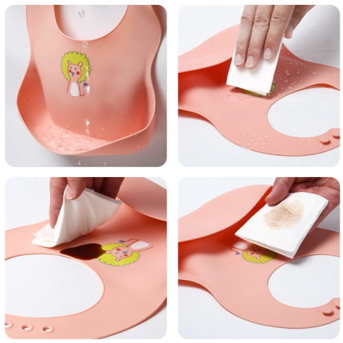 Waterproof Mudah Wipe Silikon Bib untuk Bayi