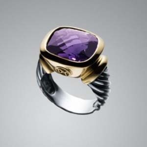 David Yurman Large Amethyst Noblesse Sterling Silver Ring