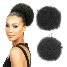 8inch Afro Puff Ponytail Synthetic Hair Bun Curly Chignon Hairpiece  Clip Hair Extensions  Kinky Curly Ponytail