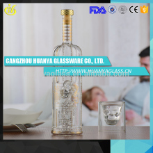 2016 New product OEM round shape vodka bottle, empty vodka glass bottle