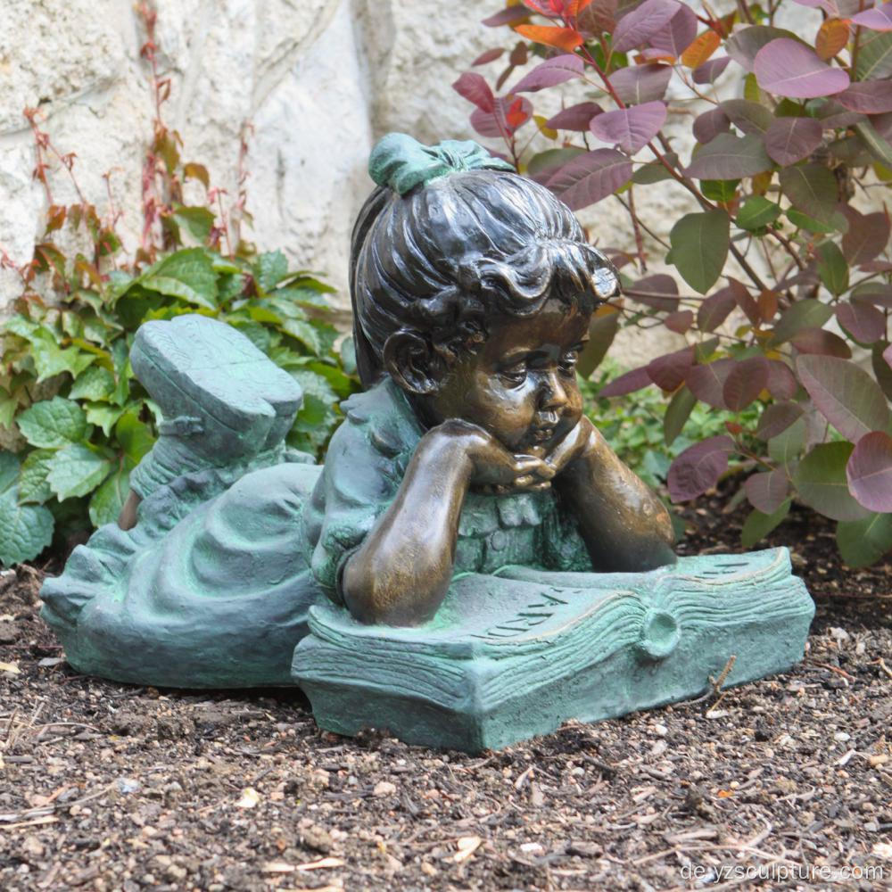 Leben Größe Bronze Reading Girl Statue