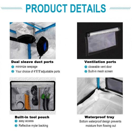 48 * 48 * 80 inci Khemah Berkembang Hydroponic Lengkap