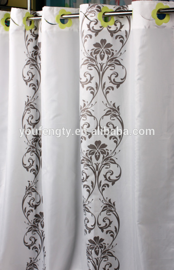 Print hookless bath shower curtain