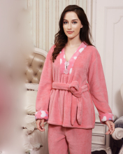 Premium Ladies Kimono Soft Touch Fleece Pajamas