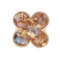 Anneaux en cristal Drusy avec fleurs naturelles, couleur or