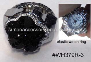 fashion elastic metal rhinestones jewelry watch ring