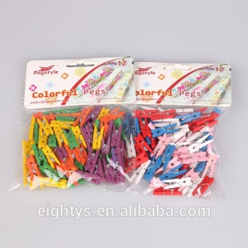 Decorative colorful mini wooden clothespins