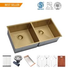 PVD Handmade Sink Golden Double Bowl Kitchen Sink