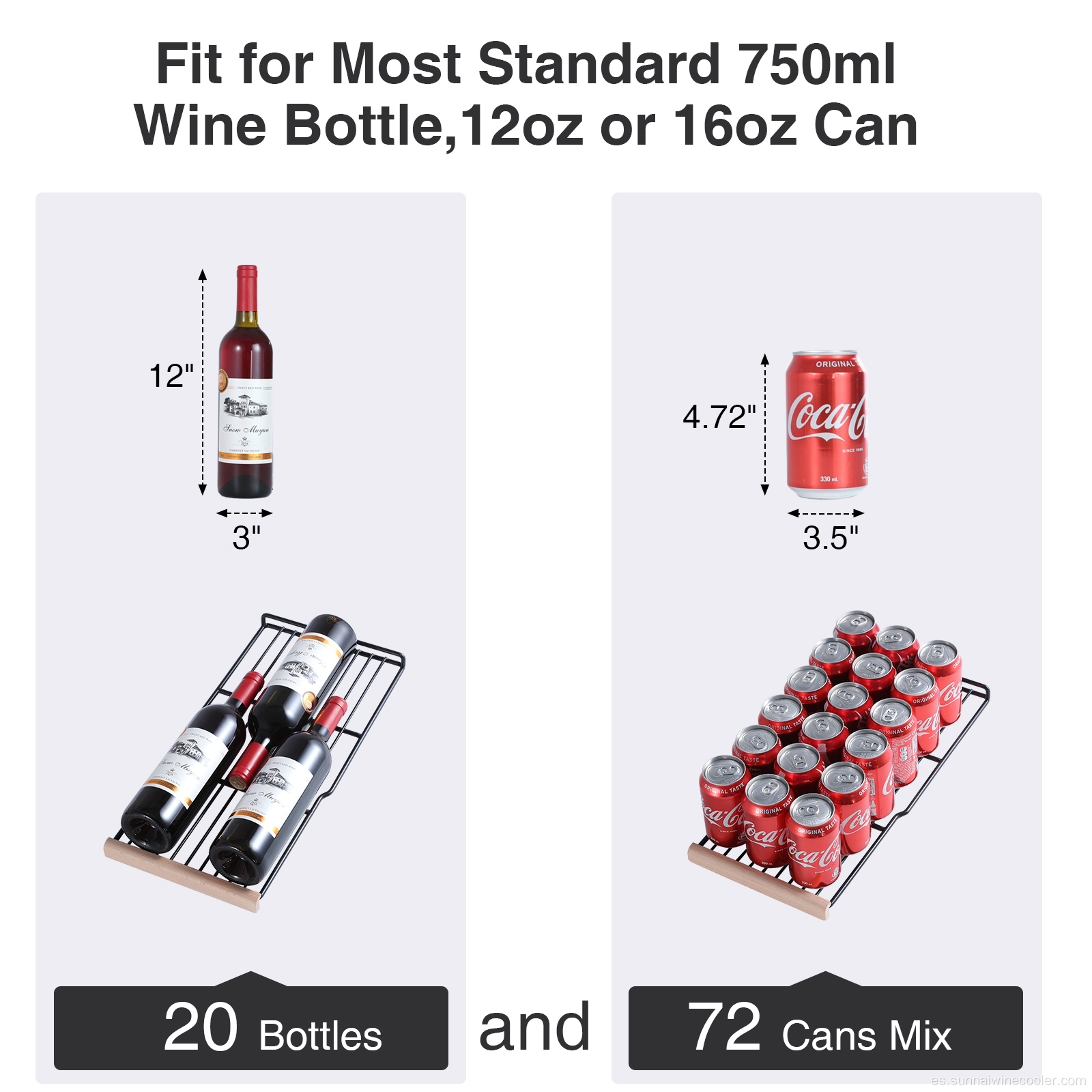 Refrigerador de vino y bebidas Refrigerador de puertas de vidrio de compresor