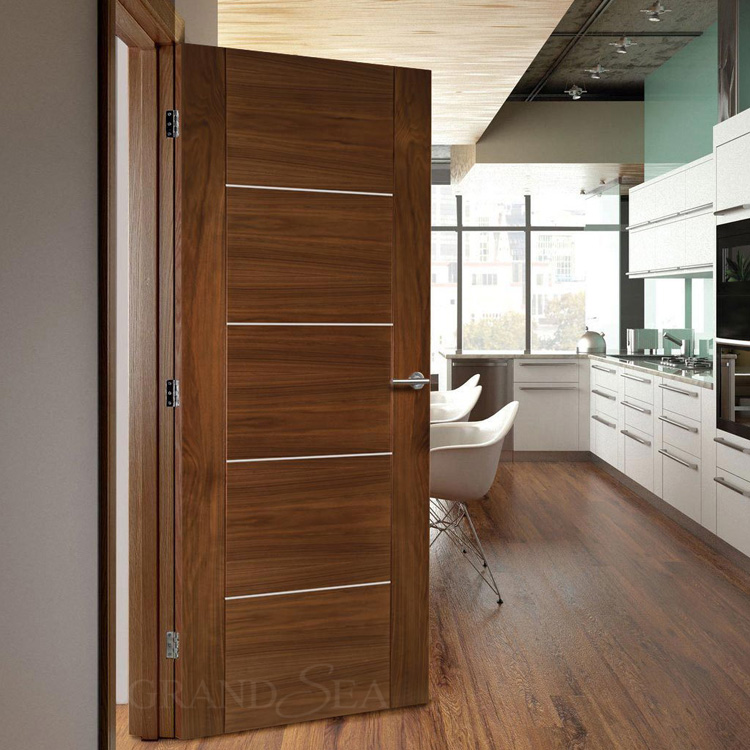 Australia standard modern interior solid wood flush metal swing door with bottom seal