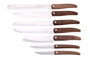 Wood Handle Kitchen Knife Set in Nylon Case