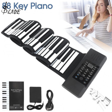 88 Keys USB MIDI Output Roll Up Piano Rechargeable Electronic Silicone Flexible Keyboard Organ Built-in Speaker