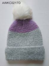 Slouchy Knit Warm Cuffed Cap Striped Winter Beanie