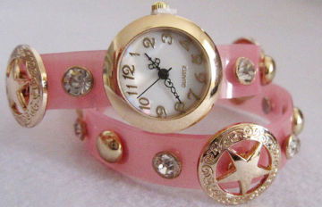 Girls Pink Wrap Around Wrist Watch , 3 Atm Japan Movt Wrist Watch