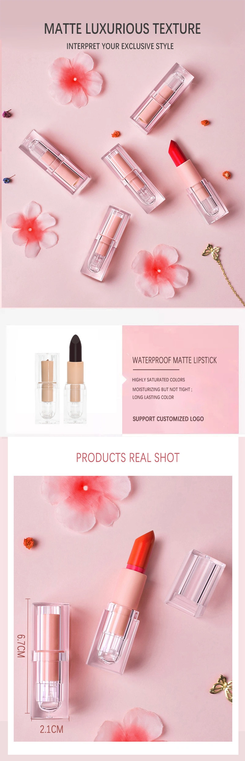 Top Quality Capsule Lipstick Matte Cosmetic Vintage Lipstick OEM Makeupred Lipstick Private Label