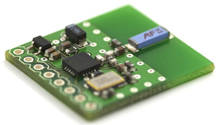 PCB with a chip antenna (the blue part) PCB with a chip antenna (the blue part)