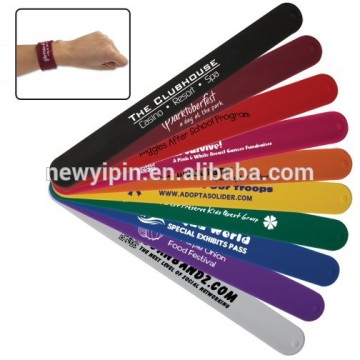 Top Quality Colorful Printed Customized LOGO Reflective Silicone Slap Bracelet