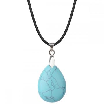 Turquoise 25x35mm Teardrop Pendant Necklace women Men