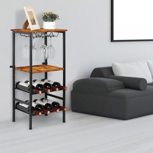 Floor Wine Bar Cabinet with Glass Holder Rack