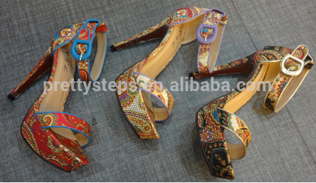 Pretty Steps 2015 Alibaba china Newest fashion design sexy high heel sandal african wax print shoes