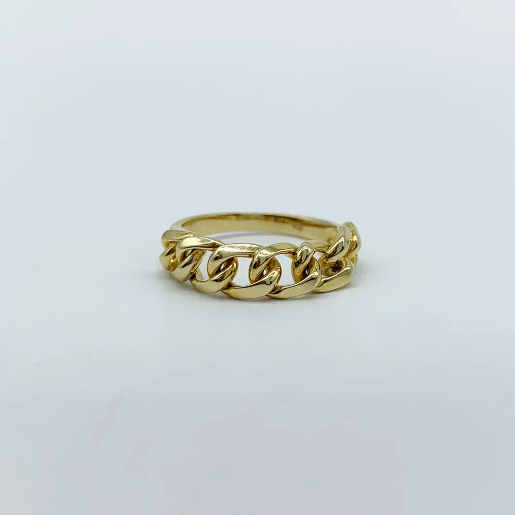 925 Sterling Silver 14K 18K Gold Simple Chain Ring