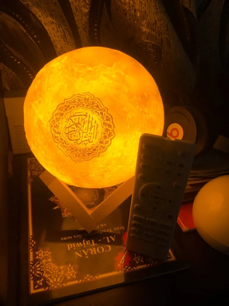 Professional Factory More Colors 3D Night Moon Light Quran Islam Muslim Allah Eid Ramadan Speaker with USB Charge