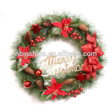 Christmas deco garland christmas wreath , Christmas wreath with pine cone , Rattan wreath