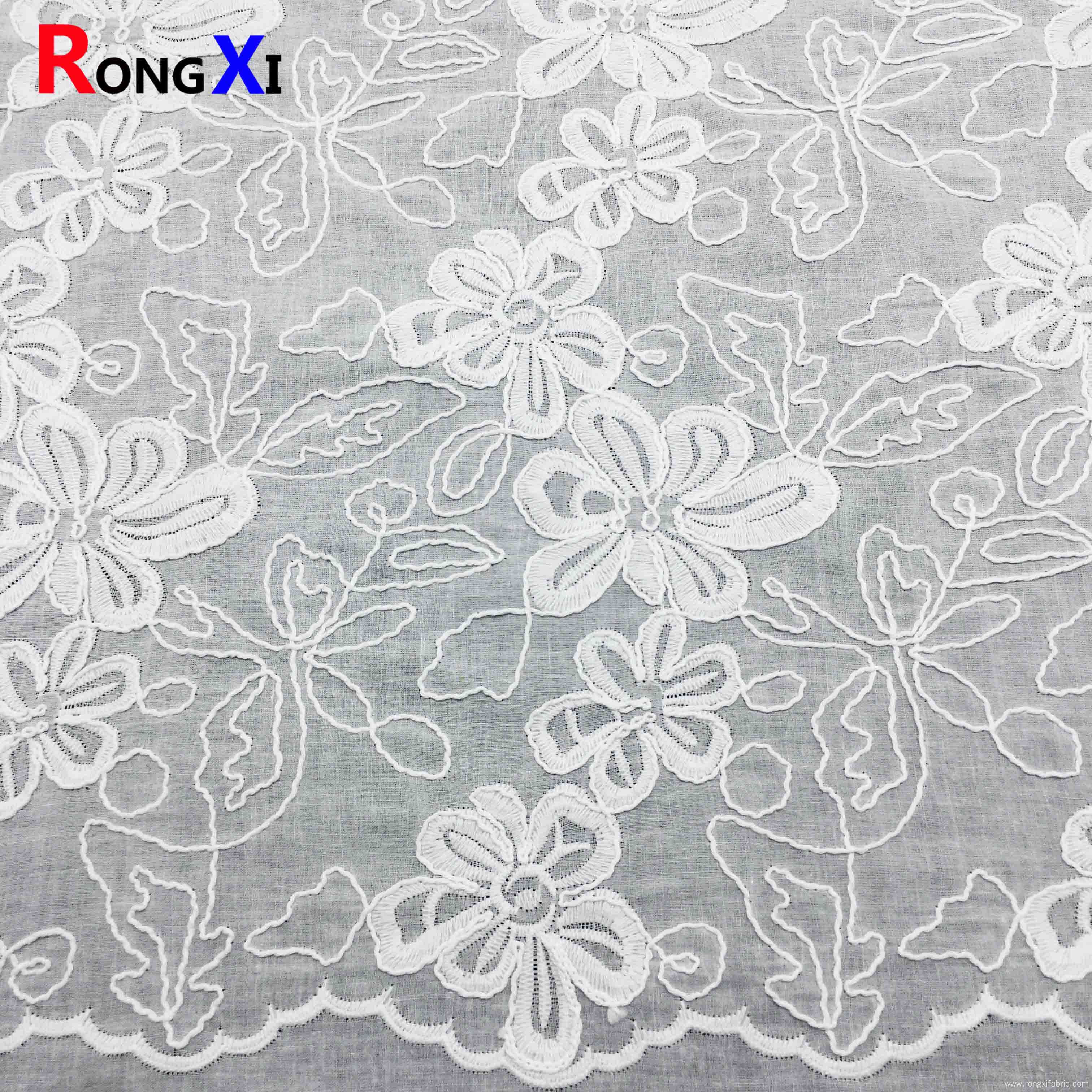 Cotton Eyelet Fabric with Backbone Line for Clothing