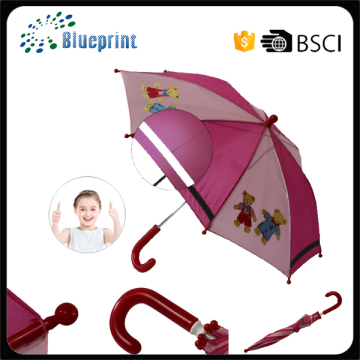 Printing Funny Child Size Nylon Umbrellas With Reflective Tape