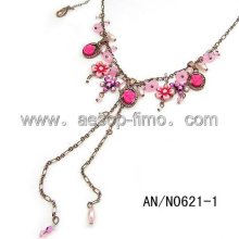 fimo clay spring flowery alloy necklace