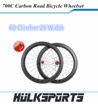 High Quality 60mm x25mm carbon wheelset of Road bicycle carbon clincher road wheels bicycle carbon wheelset