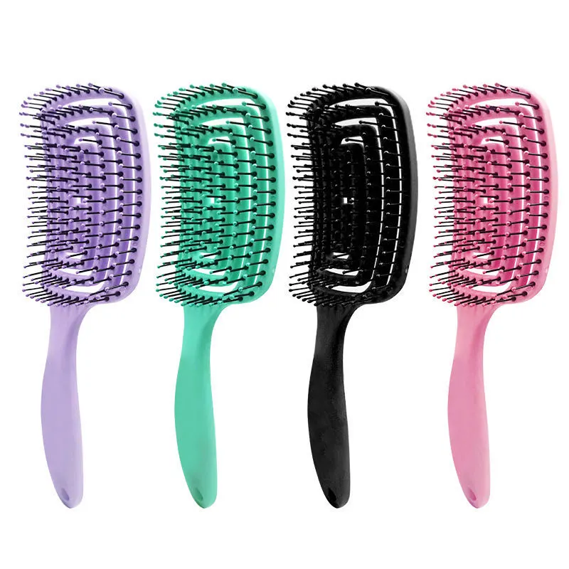 Curved Fast Dry Styling Detangling Vented Styling Hair Brush for Men & Women