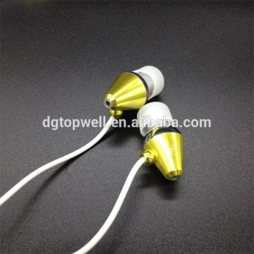 Gold color metal earphone for mobile phone